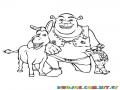 Dibujo de Shrek con el burro y el gato