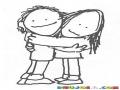 Abrazo Infantil Dibujo De Ninos Abrazados Para Pintar Y Colorear