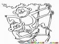 Dibujo De Dos Monos Para Pintar Y Colorear A 2 Monos