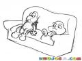 Enemigos De Mario Bros Sentados En Un Sofa Para Pintar Y Colorear Dibujo De La Tortuguita Y El Hongito De Supermariobros