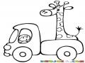 Dibujo De Jirafa En Un Camion Para Pintar Y Colorear
