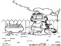 Garfield Cocinero Dibujo De Garfield Cocinando Al Aire Libre Para Pintar Y Colorear A Garfield De Cheff