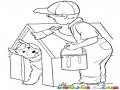 Casas Para Perros Dibujo De Nino Pintando La Casa De Su Perrito Para Pintar Y Colorear