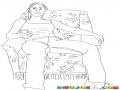 Dibujo De Mujer Madura Viendo Tele Sentada Sobre Un Sofa Con El Control Remoto En Su Mano Para Pintar Y Colorear