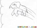 Dibujo De Un Elefante Volando En El Aire Para Pintar Y Colorear