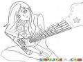 Dibujo De Chica Guitarrista Para Pintar Y Colorear A Una Mujer Con Guitarra