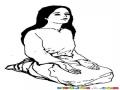 Dibujo De Mujer Rogando De Rodillas Para Pintar Y Colorear