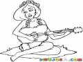 Dibujo De Mujer Hawaiiana Tocando Guitarra Para Pintar Y Colorear