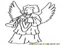 Dibujo de un angel con una trompeta