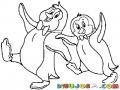 Dibujo De Papa Pinguino Con Su Hijo Pinguinito Para Pintar Y Colorear