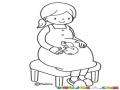 Dibujo De Mujer Embarazada Sentada Para Colorear