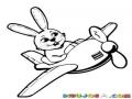 Dibujo De Conejo En Avioneta Para Pintar Y Colorear