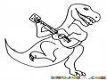 Colorear Dinosaurio Con Guitarra