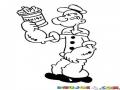 Colorear Popeye Con Lata De Espinacas