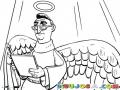 Dibujo De Angel Con Anteojos Leyendo Un Cuaderno De Notas Para Pintar Y Colorear
