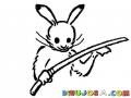 Colorear Conejo Con Espada