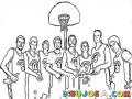 Basquetbolistas Dibujo De Un Equipo De Basketball Para Pintar Y Colorear Equipo De Basquetbol