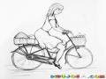 Colorear Mujer En Bicicleta