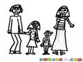 Dibujo De Una Familia Papa Hija Hijo Y Mama Para Colorear Esposos Con Dos Hijos