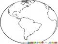 Dibujo Del Mundo Con El Continente Americano Para Pintar Y Colorear Al Planeta Tierra Con Mapa De America