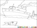 Dibujo De Barco Con Un Pescado En Frente Para Colorear
