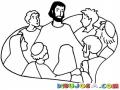 Dibujo De JESUS Predicando En Un Corazon Para Pintar Y Colorear
