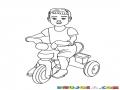Colorear Nino En Triciclo