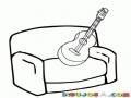 Dibujo De Guitarra En Sofa Para Colorear