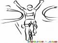 Competencia Ciclistica Dibujo De Ganador Primer Lugar De Competencia De Bicicletas Para Colorear Ciclista Feliz