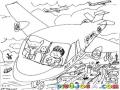 Dibujo De Avion Volando Sobre La Ciudad Con Un Gato De Copiloto Para Pintar Y Colorear