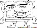 Bob Esponja 2pac Dibujo De Bobesponja Con Cara De 2 Pac Para Pintar Y Colorear A Spongebob Rapero