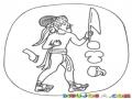 Dibujo De Indigena Maya Con Banderin Para Pintar Y Colorear