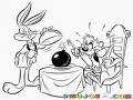Dibujo De Bugs Bunny De Mesero Dandole De Comer Una Bomba A Taz