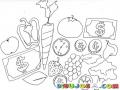 Mercadito De Verduras Para Pintar Y Colorear Dibujo De Frutas Verduras Y Vegetales Con Un Reloj Billetes Y Monedas