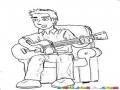 Joven Con Guitarra En Un Sofa Para Colorear