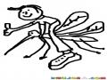 Mosquitogigante Dibujo De Un Nino Volando Sobre Un Mosquito Gigante Para Pintar Y Colorear