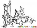 Dibujo De Catapulta Para Pintar Y Colorear Soldados Romanos Con Una Catapulta