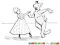 Mujer Bailando Con Un Oso Para Pintar Y Colorear