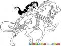 Caballoblanco Dibujo De Aladino Y Su Princesa A Caballo Para Pintar Y Colorear Caballo Blanco