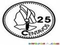 25 Centavos De Guatemala Dibujo De Una Moneda De 25 Len De Guatemala Para Pintar Y Colorear Una Choca Chapina Una Ficha De 25len