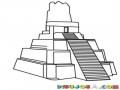 Dibujo De La Piramide De Tikal Para Pintar Y Colorear El Gran Jaguar De Peten Guatemala