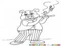 Cerdo Flautista Para Pintar Y Colorear Dibujo De Un Cochinito Con Flauta