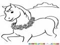 Dibujo De Pony Con Collar De Flores Para Pintar Y Colorear