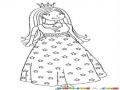 Dibujo De Princesa Con Vestido De Estrellitas Para Pintar Y Colorear
