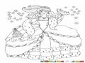 Dibujo De Una Princesa En Fiesta De Disfraces Con Antifaz Y Un Vestido Divino Para Pintar Y Colorear