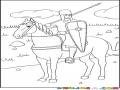 Dibujo De Un Caballero Medieval Sobre Su Caballo Para Pintar Y Colorear