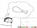 Dormir Con Hambre Dibujo De Una Nina Hambrienta Sonando Con Una Pierna De Pollo Para Pintar Y Colorear Mujer Durmiendo Con Hambre