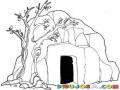 Dibujo De Una Cueva Para Pintar Y Colorear