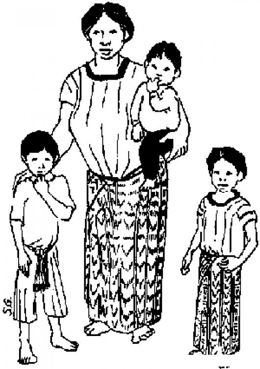 Madre Guatemalteca Dibujo De Una Mama Indigena Con Sus Hijos Para 8742