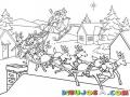 Dibujo De Santaclaus Aterrizando Con Su Trineo En El Techo De Una Casa Para Pintar Y Colorear Santa Llega A La Ciudad